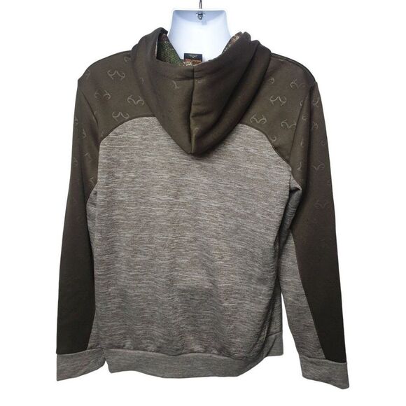 Realtree Mens Camo Hoodie M Brown Gray Pullover Logo Hunting Outdoors Nature - Picture 2 of 6